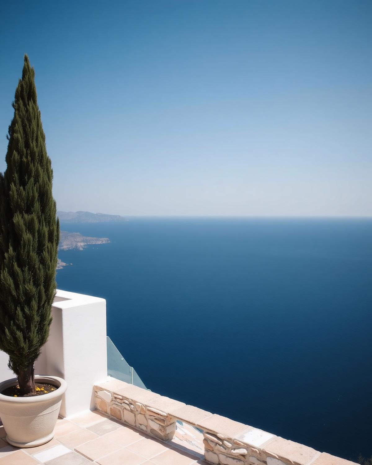 View of the Aegean from a private stone terrace